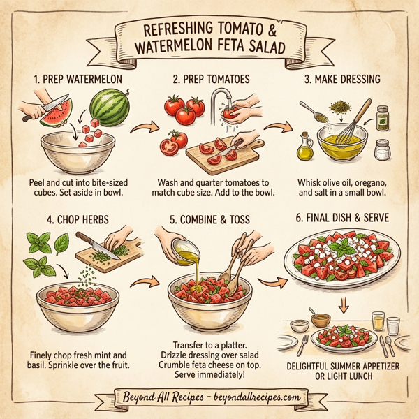 Refreshing Tomato and Watermelon Feta Salad instructions