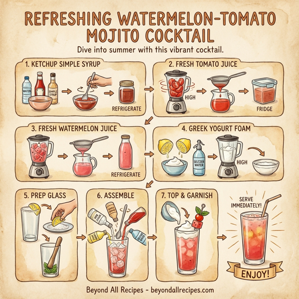 Refreshing Watermelon-Tomato Mojito Cocktail instructions