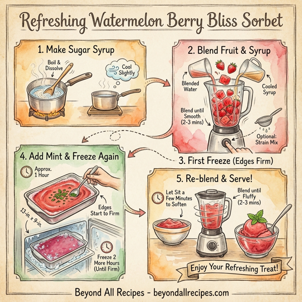 Refreshing Watermelon Berry Bliss Sorbet instructions