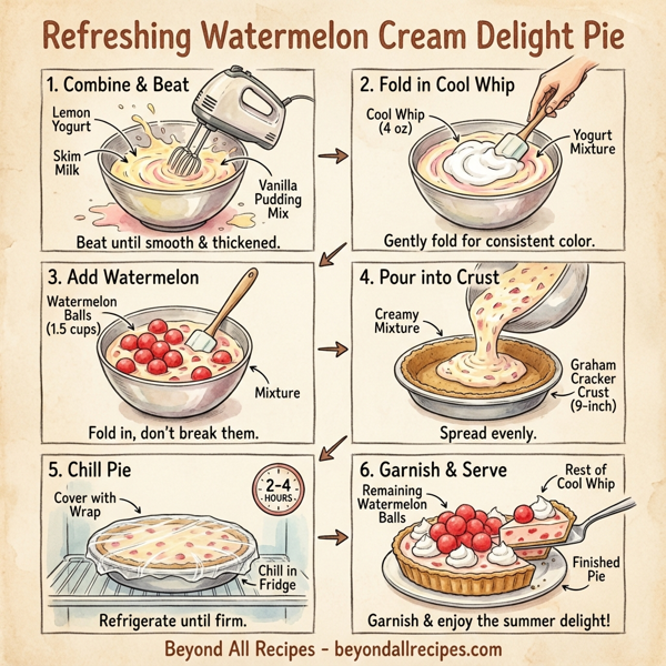 Refreshing Watermelon Cream Delight Pie instructions