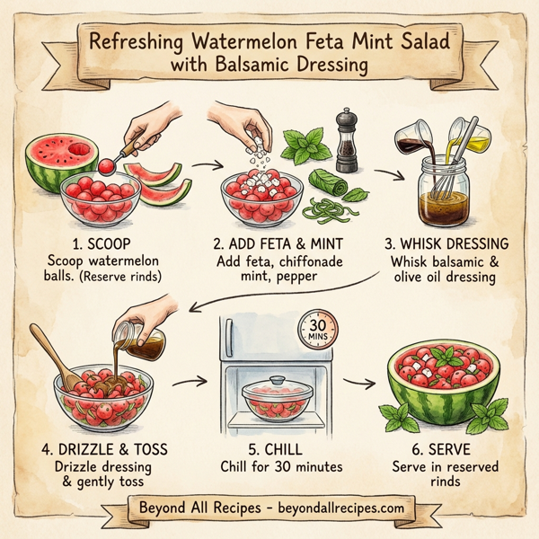Refreshing Watermelon Feta Mint Salad with Balsamic Dressing instructions