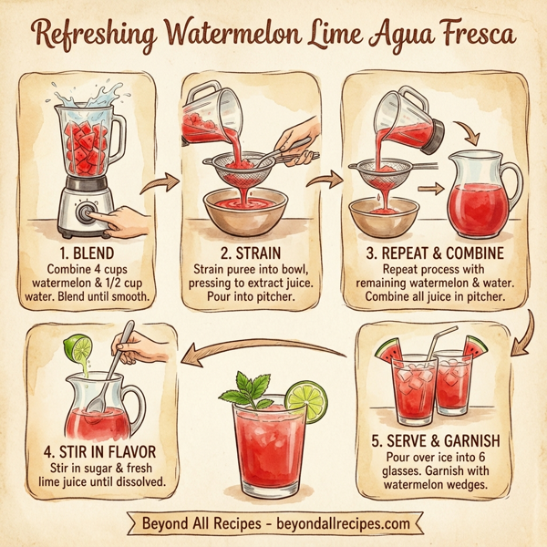 Refreshing Watermelon Lime Agua Fresca instructions