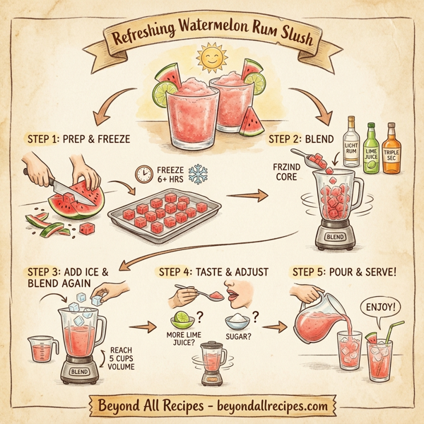 Refreshing Watermelon Rum Slush instructions