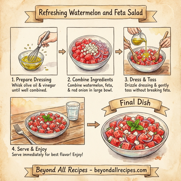 Refreshing Watermelon and Feta Salad with Red Onion instructions