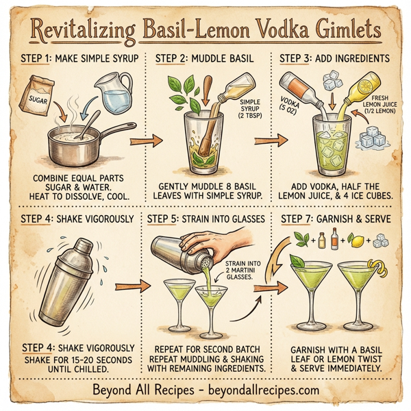 Revitalizing Basil-Lemon Vodka Gimlets instructions