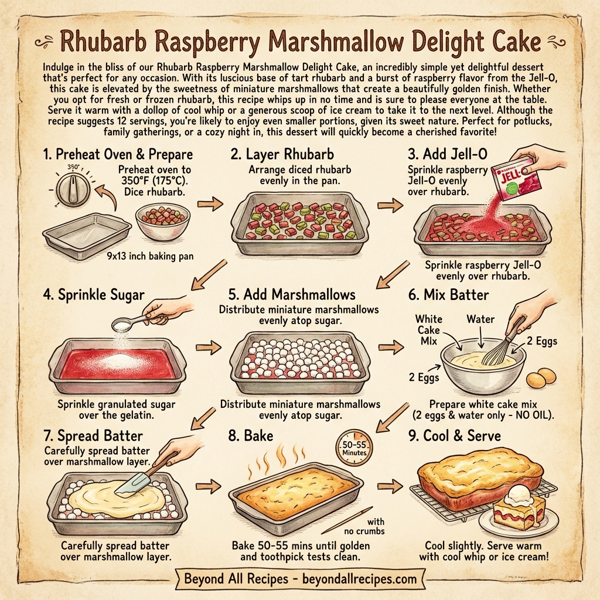 Rhubarb Raspberry Marshmallow Delight Cake instructions