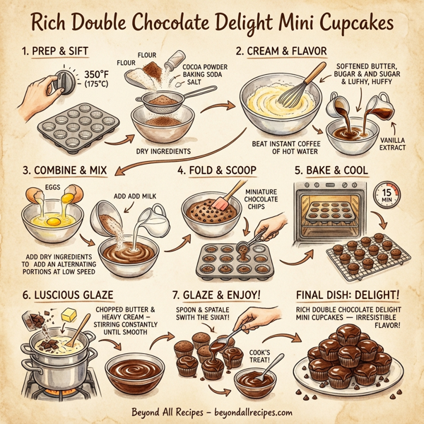 Rich Double Chocolate Delight Mini Cupcakes instructions