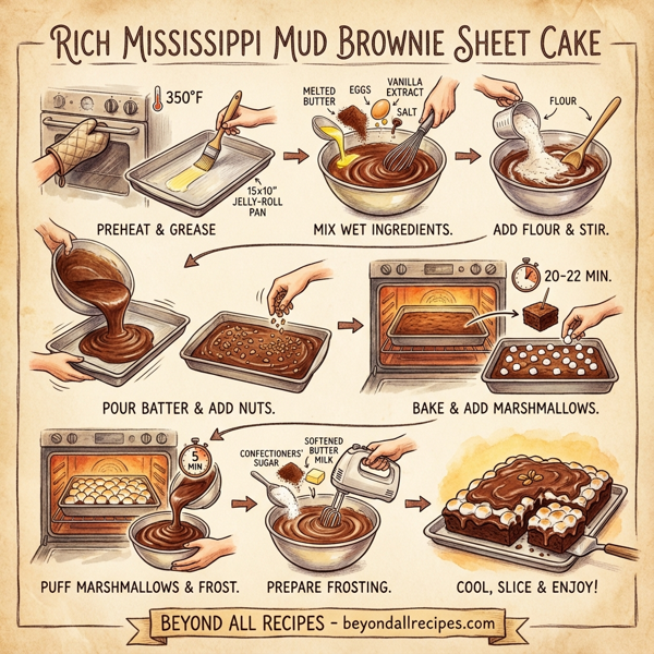 Rich Mississippi Mud Brownie Sheet Cake instructions