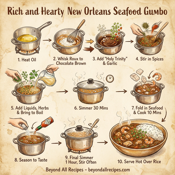 Rich and Hearty New Orleans Seafood Gumbo instructions