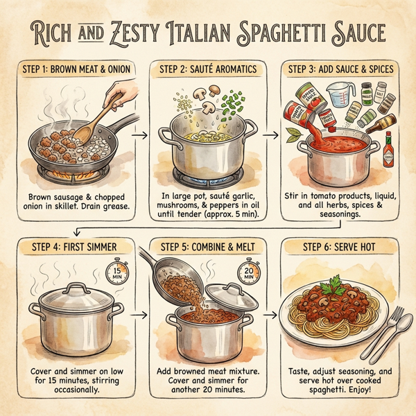 Rich and Zesty Italian Spaghetti Sauce instructions