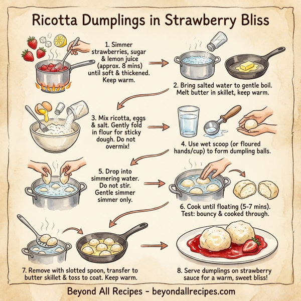 Ricotta Dumplings in Strawberry Bliss instructions