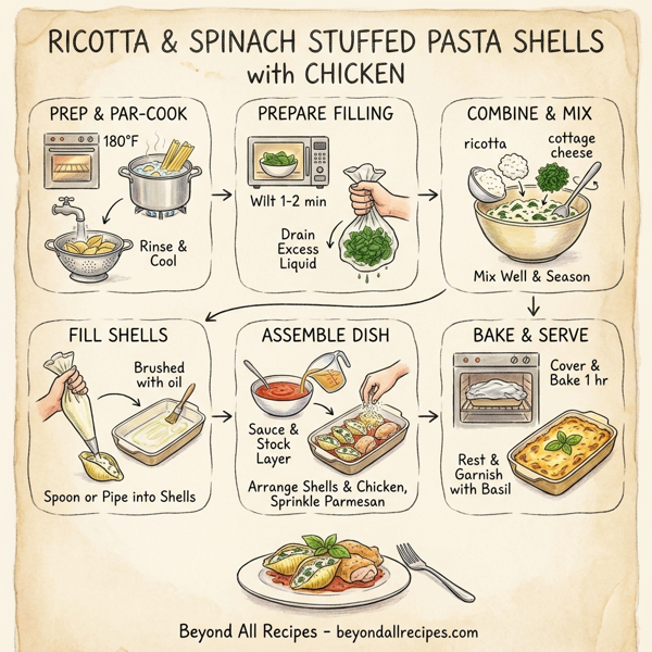 Ricotta & Spinach Stuffed Pasta Shells with Chicken instructions