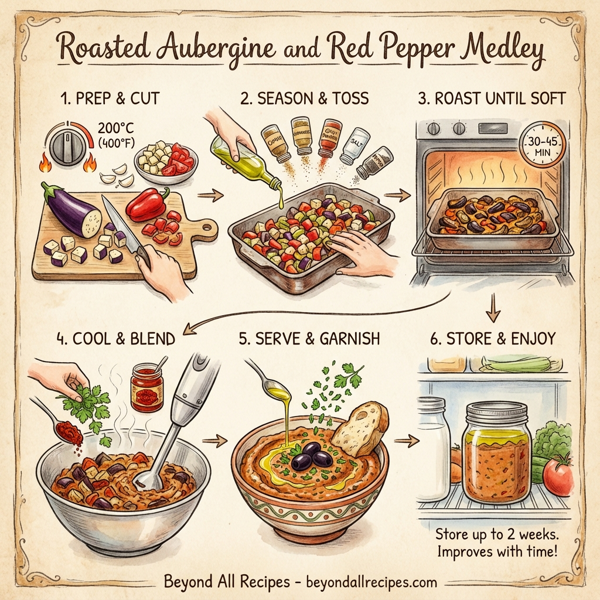 Roasted Aubergine and Red Pepper Medley instructions