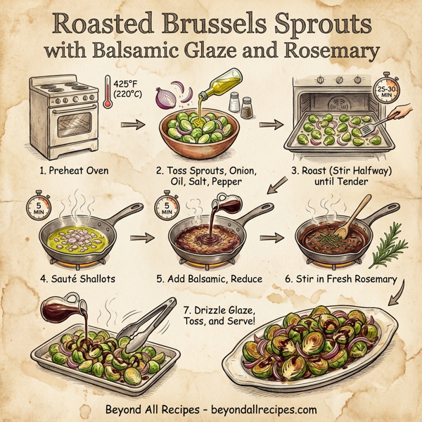 Roasted Brussels Sprouts with Balsamic Glaze and Rosemary instructions