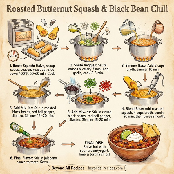 Roasted Butternut Squash & Black Bean Chili instructions