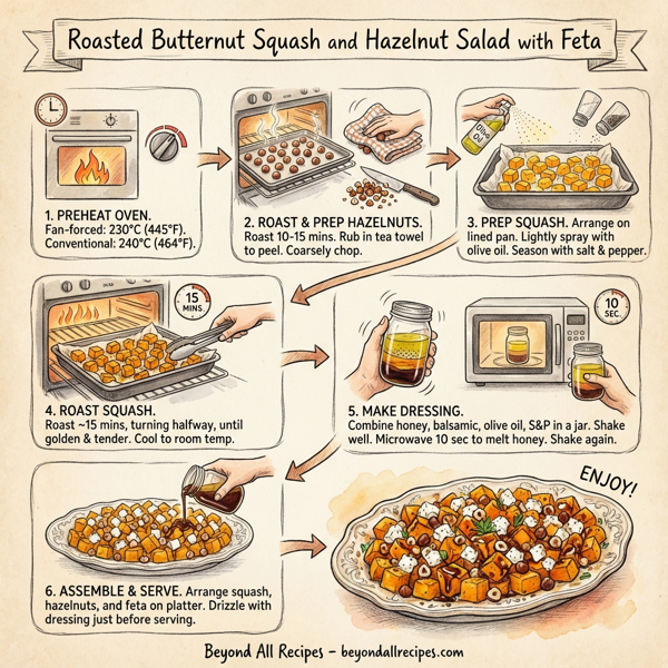 Roasted Butternut Squash and Hazelnut Salad with Feta instructions