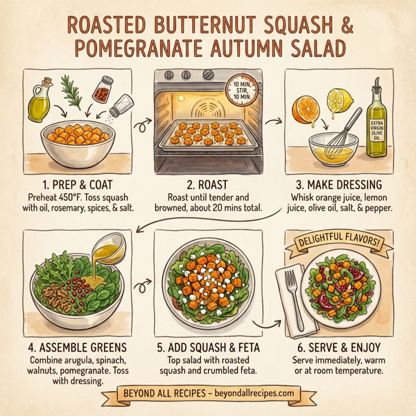 Roasted Butternut Squash and Pomegranate Autumn Salad instructions