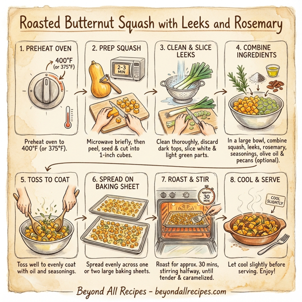 Roasted Butternut Squash with Leeks and Rosemary instructions