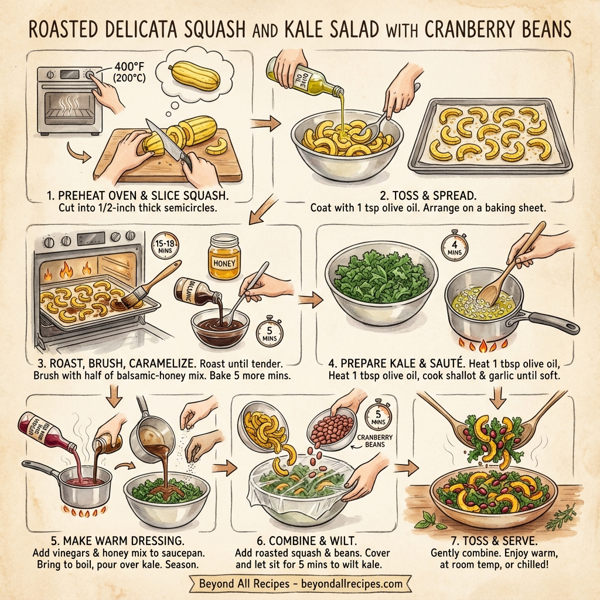 Roasted Delicata Squash and Kale Salad with Cranberry Beans instructions