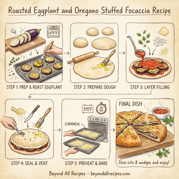 Roasted Eggplant and Oregano Stuffed Focaccia instructions