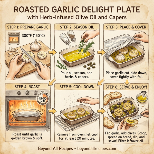 Roasted Garlic Delight Plate with Herb-Infused Olive Oil and Capers instructions