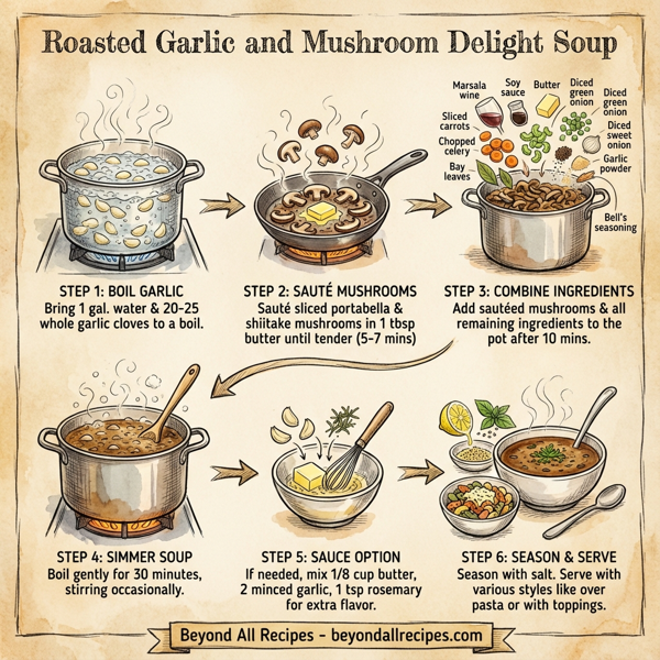 Roasted Garlic and Mushroom Delight Soup instructions