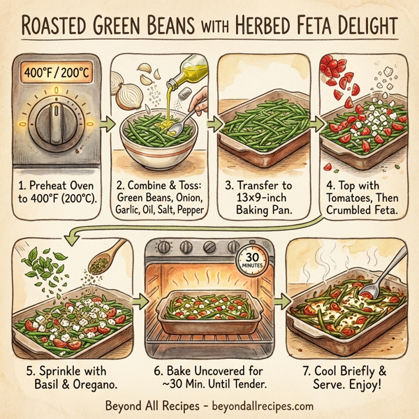 Roasted Green Beans with Herbed Feta Delight instructions