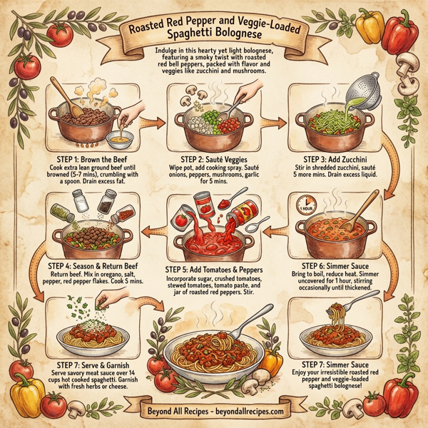 Roasted Red Pepper and Veggie-Loaded Spaghetti Bolognese instructions