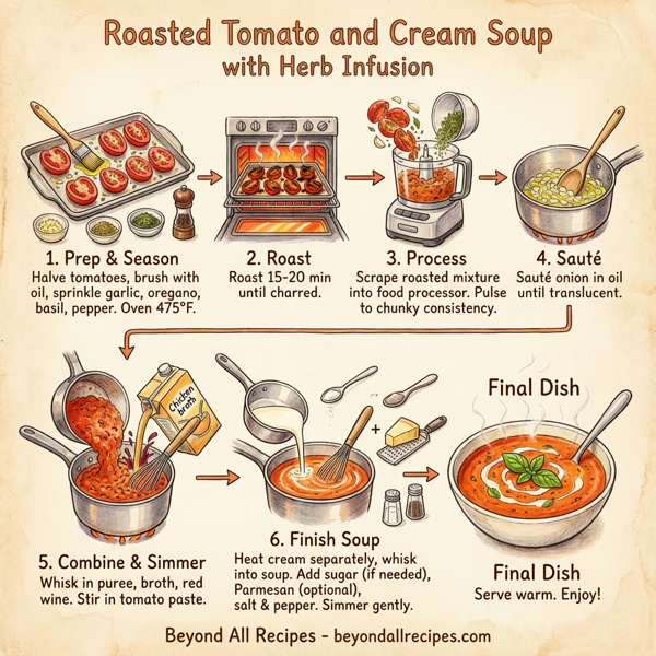 Roasted Tomato and Cream Soup with Herb Infusion instructions