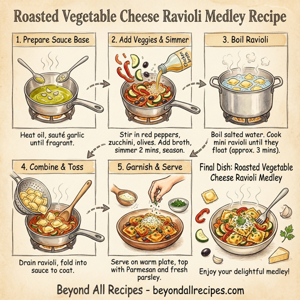 Roasted Vegetable Cheese Ravioli Medley instructions