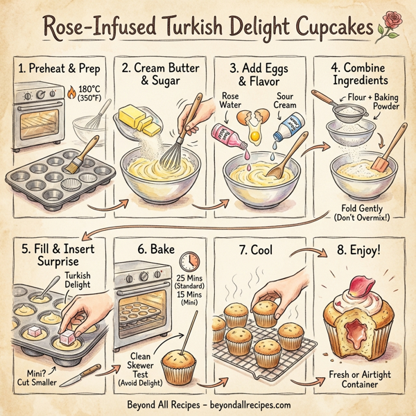 Rose-Infused Turkish Delight Cupcakes instructions