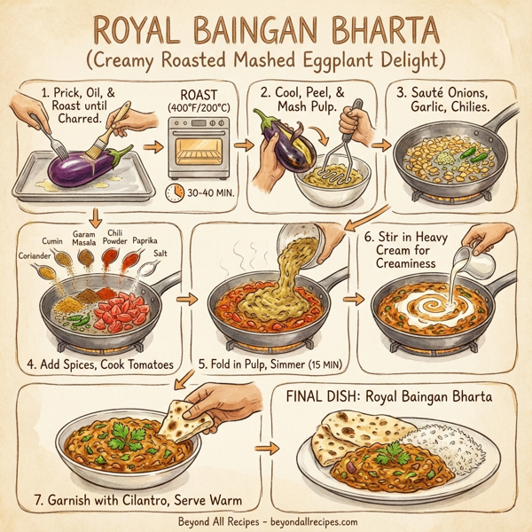 Royal Baingan Bharta (Creamy Roasted Mashed Eggplant Delight) instructions