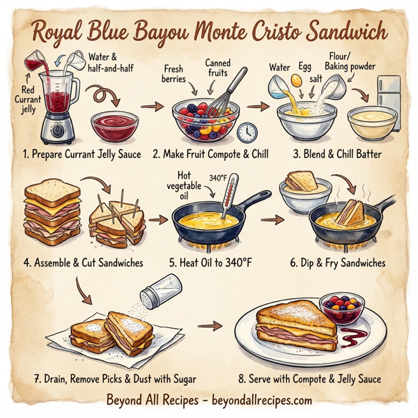 Royal Blue Bayou Monte Cristo Sandwich instructions