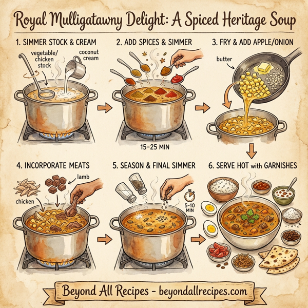 Royal Mulligatawny Delight: A Spiced Heritage Soup instructions