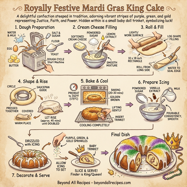 Royally Festive Mardi Gras King Cake instructions