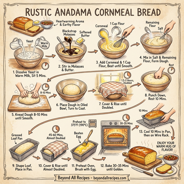 Rustic Anadama Cornmeal Bread instructions