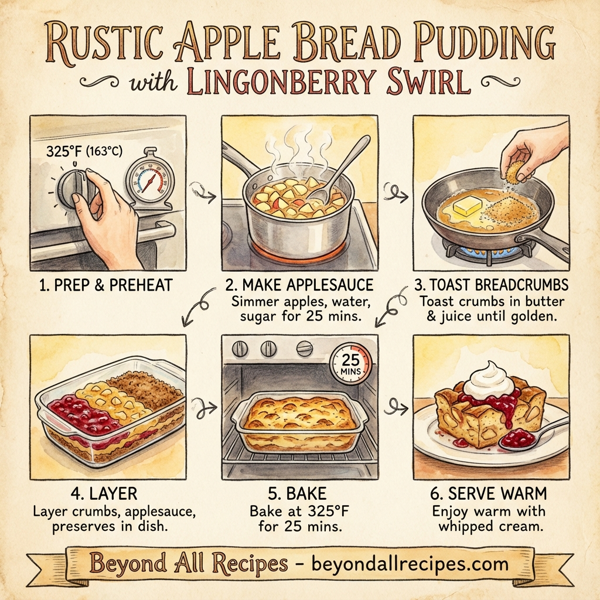 Rustic Apple Bread Pudding with Lingonberry Swirl instructions