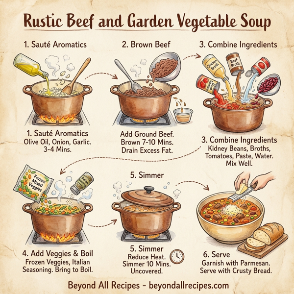 Rustic Beef and Garden Vegetable Soup instructions