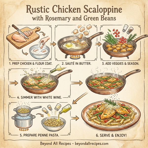 Rustic Chicken Scaloppine with Rosemary and Green Beans instructions