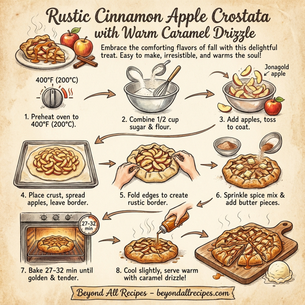 Rustic Cinnamon Apple Crostata with Warm Caramel Drizzle instructions