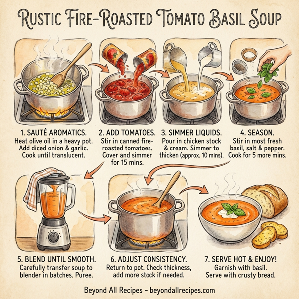 Rustic Fire-Roasted Tomato Basil Soup instructions