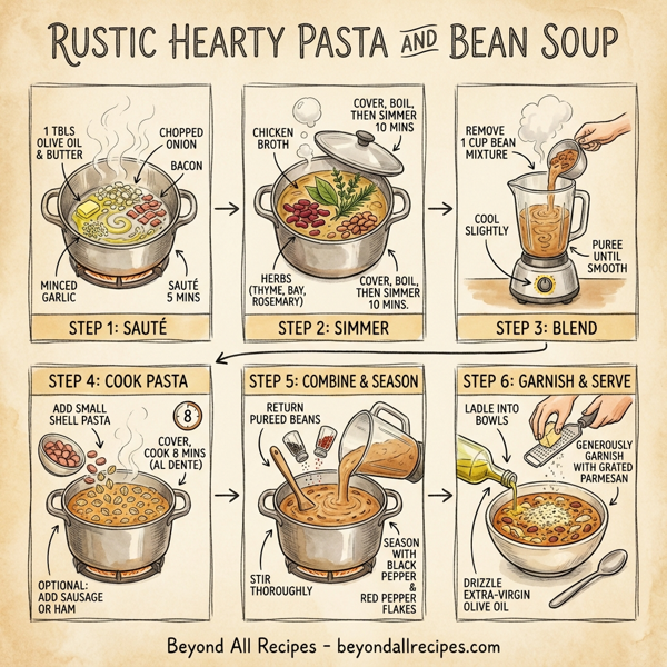 Rustic Hearty Pasta and Bean Soup instructions