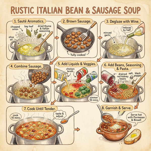 Rustic Italian Bean and Sausage Soup instructions