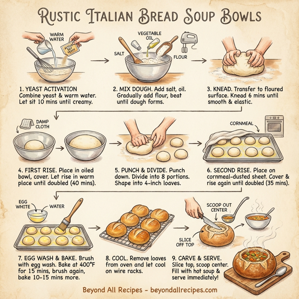 Rustic Italian Bread Soup Bowls instructions