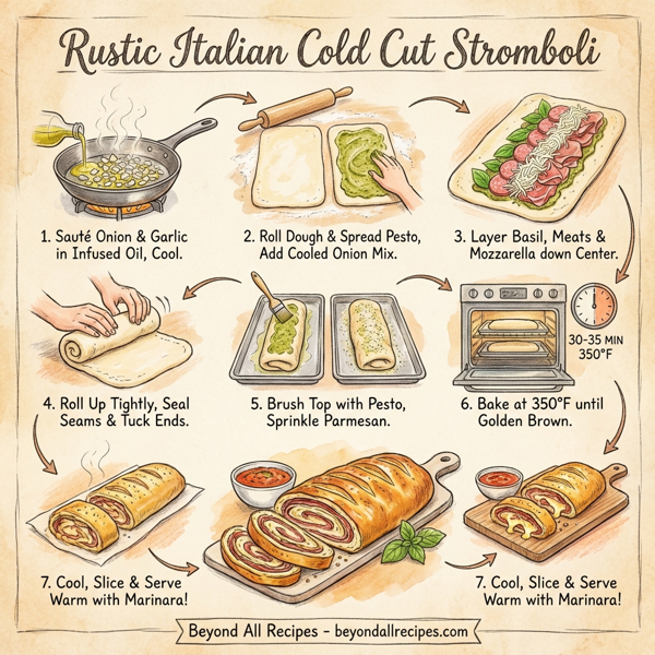Rustic Italian Cold Cut Stromboli instructions