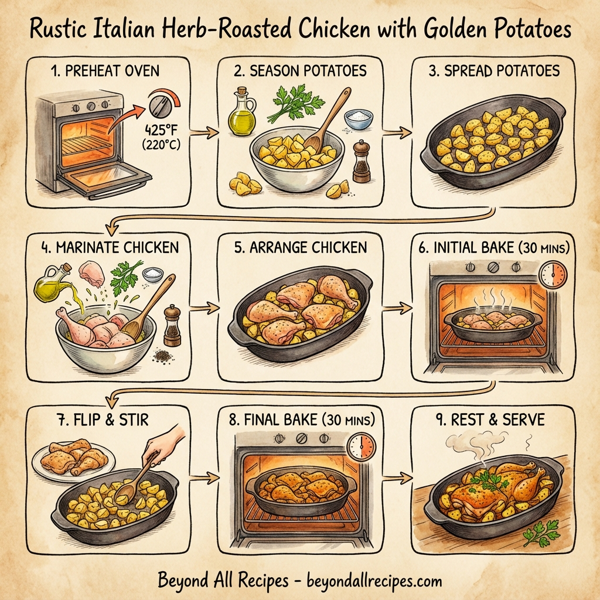 Rustic Italian Herb-Roasted Chicken with Golden Potatoes instructions