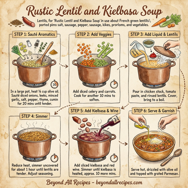 Rustic Lentil and Kielbasa Soup instructions
