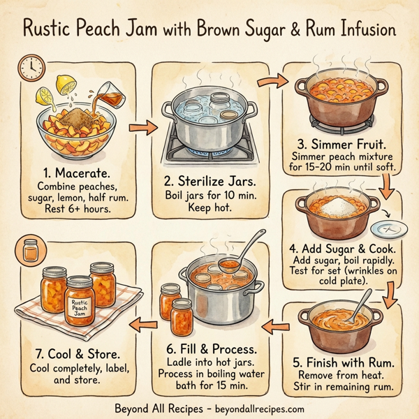 Rustic Peach Jam with Brown Sugar & Rum Infusion instructions