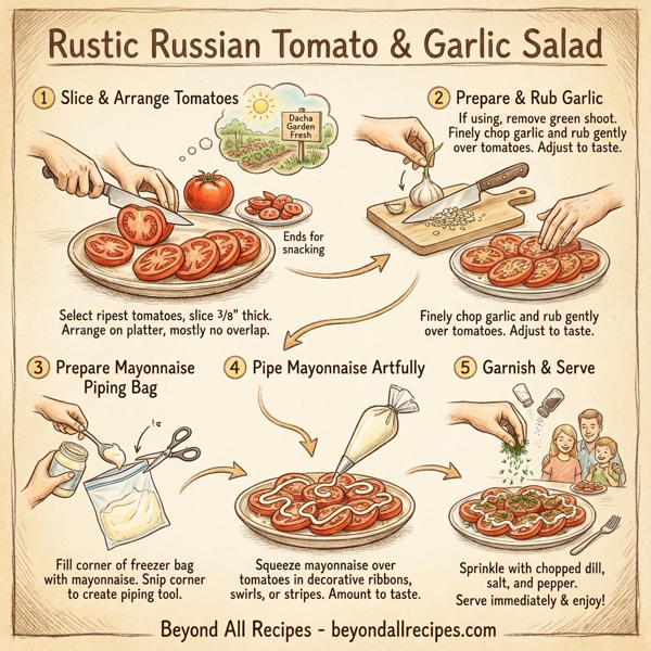 Rustic Russian Tomato and Garlic Salad instructions