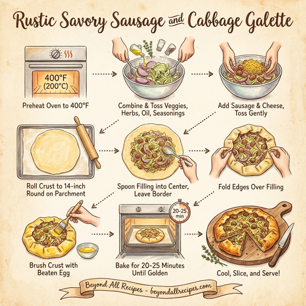 Rustic Savory Sausage and Cabbage Galette instructions